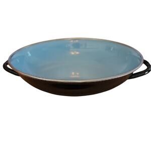 Made in Yugoslavia Blue Enamelware Single Serve Skillet 6.5" Dia. by 1.5" Deep